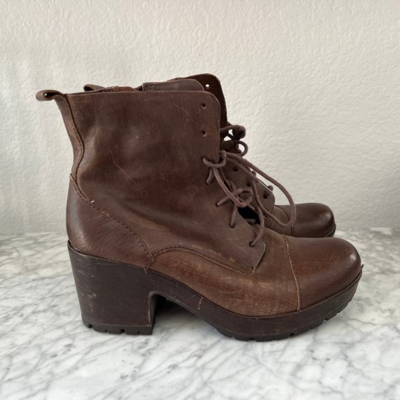 Kork-Ease siz Lace Up Leather Boots, 3 inch heals, 3/4 inch platforms, lug soles - Picture 1 of 8